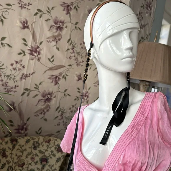 Headband Headwear Lux Marni Itsly Chains as braids hanging down Satin ribbon Headband Headwear Lux Marni Itsly Chains as braids hanging  main image 4